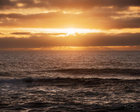 Sunset at Pigeon Point on the Northern California coast.