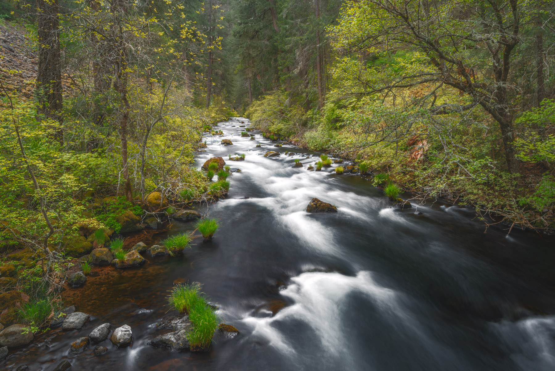 Burney Creek flowing downstream of Burney Falls in McArthur-Burney Falls Memorial State Park in California