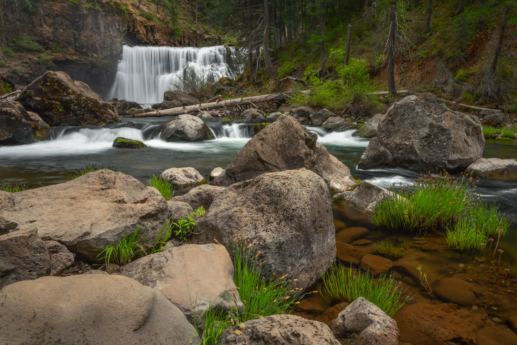 Middle McCloud River Falls is one of three waterfalls along the McCloud River in Northern California.