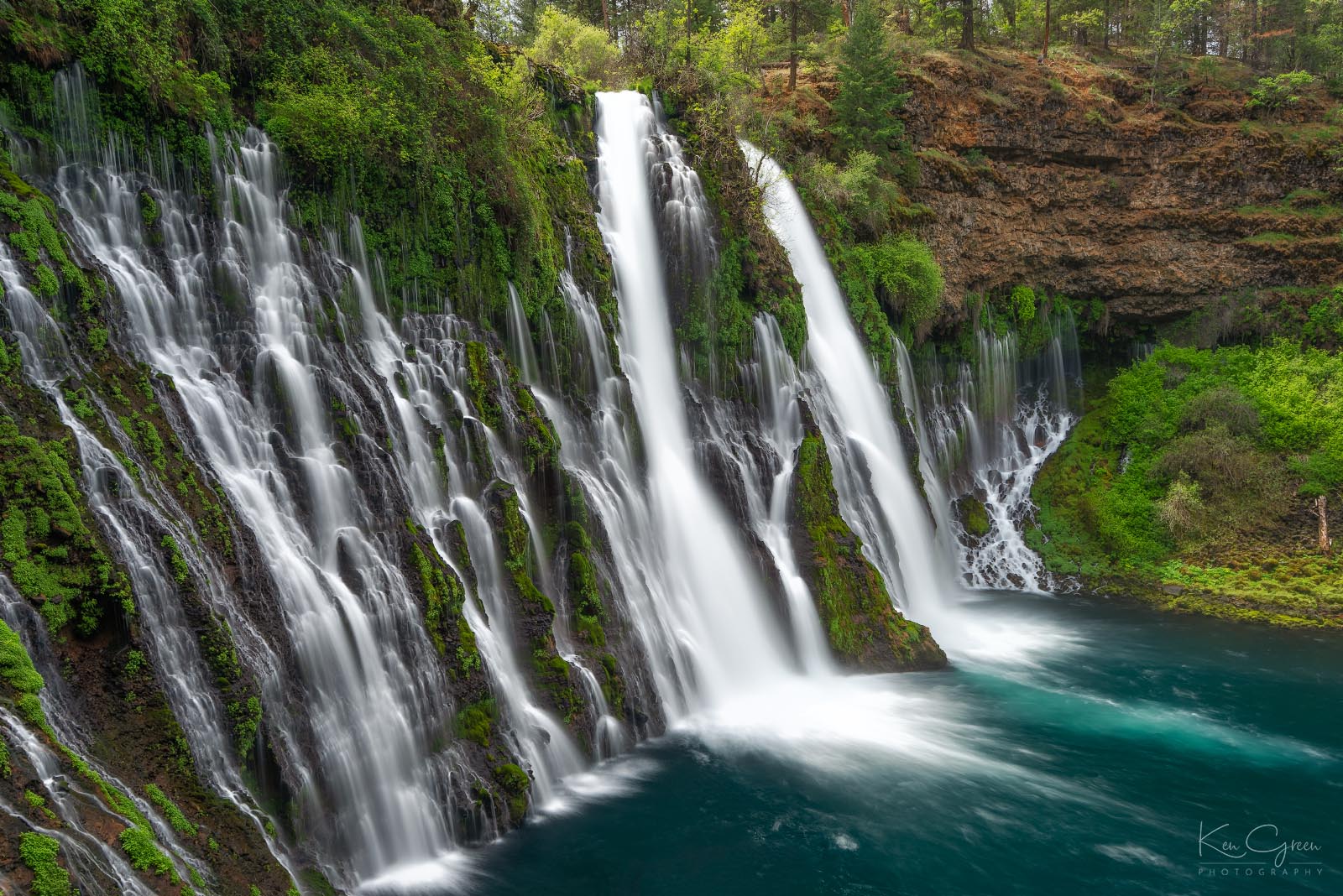 The spectacular and powerful Burney Falls flows year-round in the Shasta region of Northern California.